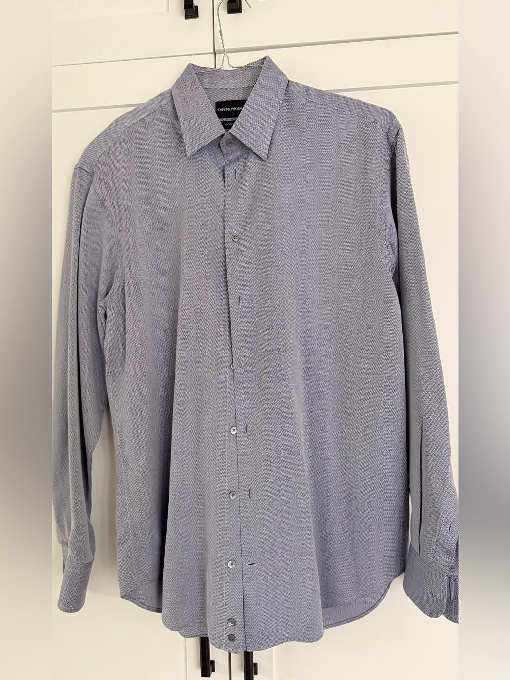Emporio Armani Men's Light Gray Button-Front Dress Shirt